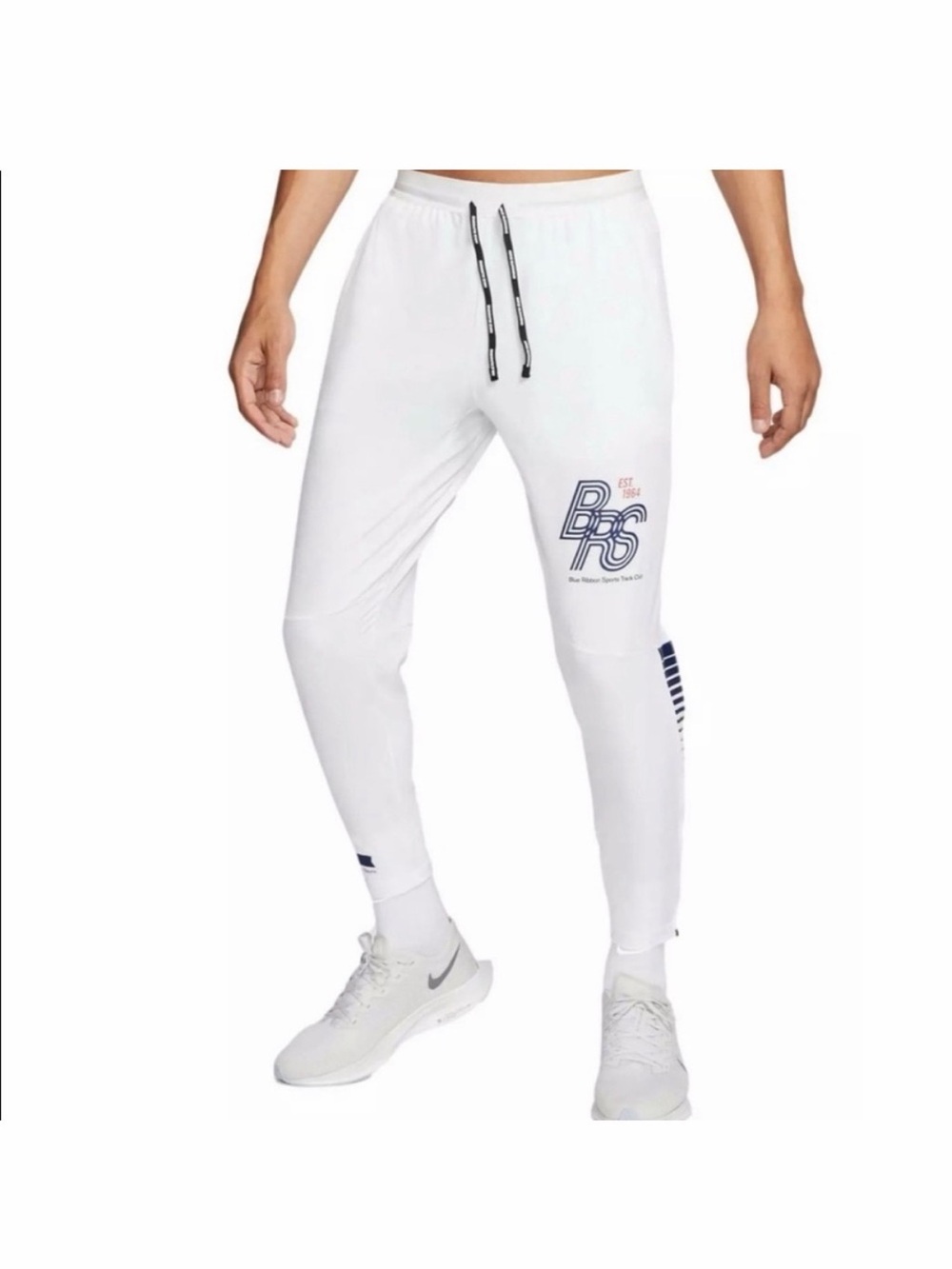 Nike Men White Blue Ribbon Sports Track Club BRS Run Track Pants Vintage Style